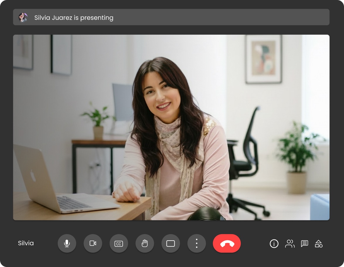 A video call with Silvia in progress